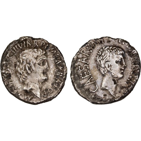 ROMAN IMPERATORIAL PERIOD: Mark Antony & Octavian, AR denarius (3.28g), Ephesus, 41 BC, VF
