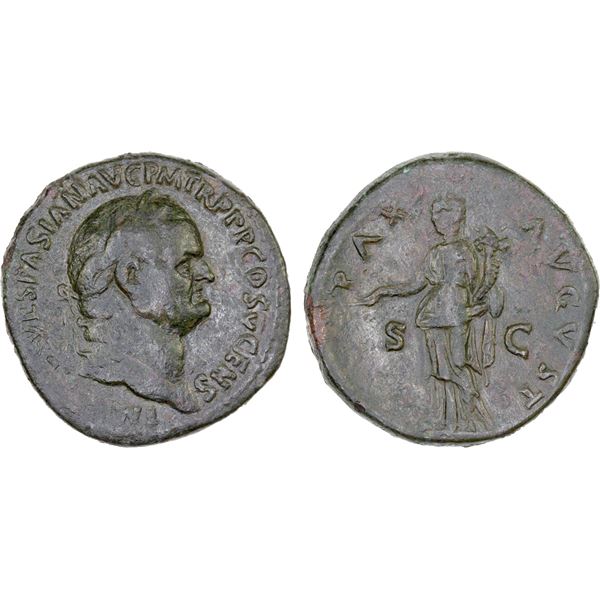 ROMAN EMPIRE: Vespasian, 69-79 AD, AE sestertius (25.01g), Rome, 74 AD, VF