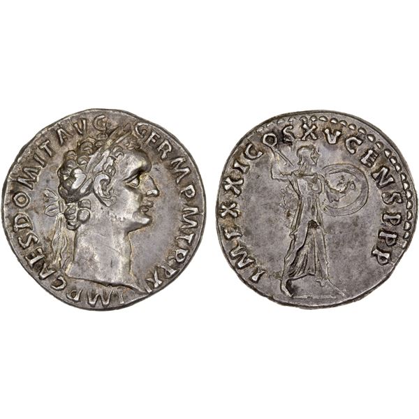 ROMAN EMPIRE: Domitian, 81-96 AD, AR denarius (3.59g), Rome, 91 AD, XF
