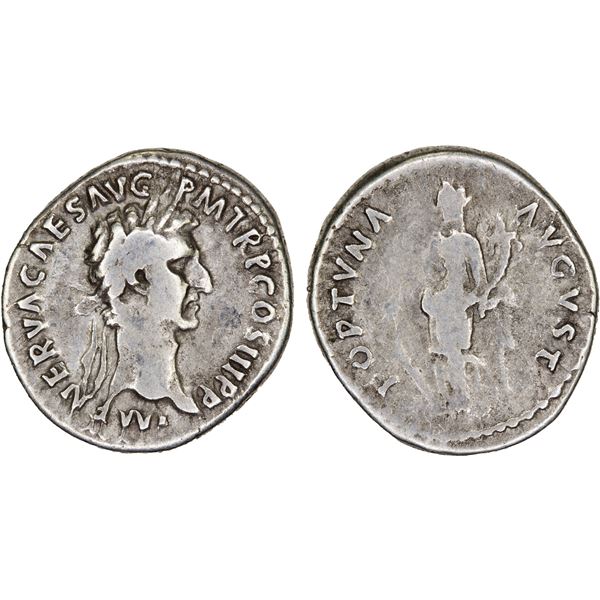ROMAN EMPIRE: Nerva, 96-08 AD, AR denarius (3.32g), Rome, 97 AD, F-VF