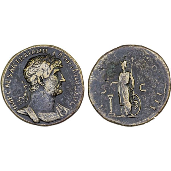 ROMAN EMPIRE: Hadrian, 117-138 AD, AE sestertius (24.19g), Rome, 121-123 AD, VF