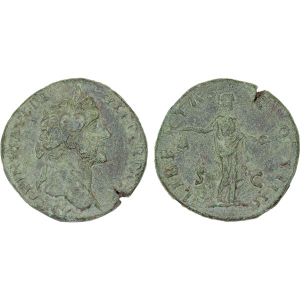 ROMAN EMPIRE: Antoninus Pius, 138-161 AD, AE sestertius (22.75g), Rome, 153-154 AD, VF