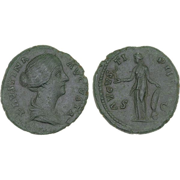 ROMAN EMPIRE: Faustina Junior, augusta, 147-175 AD, AE dupondius (13.37g), Rome, 145-161 AD, VF-XF