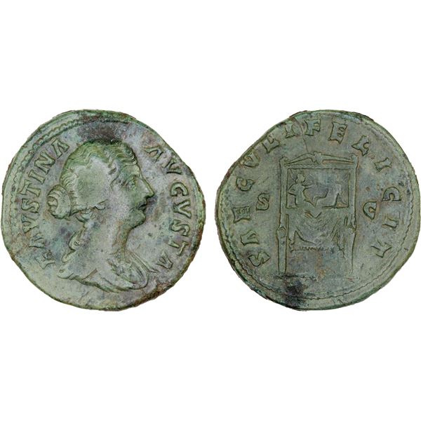 ROMAN EMPIRE: Faustina Junior, augusta, 147-175 AD, AE sestertius (21.91g), Rome, 161-176 AD, F-VF