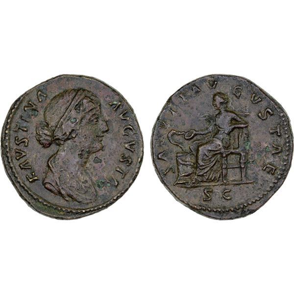 ROMAN EMPIRE: Faustina Junior, augusta, 147-175 AD, AE sestertius (24.36g), Rome, 161-176 AD, VF