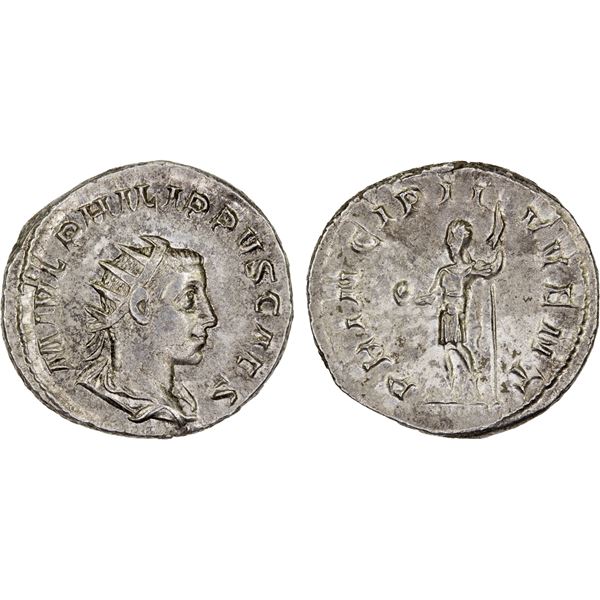 ROMAN EMPIRE: Philip II, as caesar, 244-247 AD, AR antoninianus (4.26g), Rome, 244-246 AD, XF