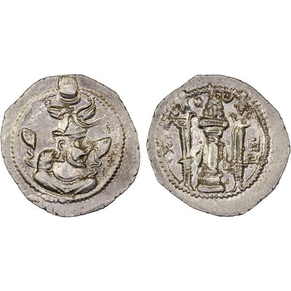 SASANIAN KINGDOM: Peroz, 457-484, AR drachm (4.17g), ART (Ardashir Khurra), ND, choice AU