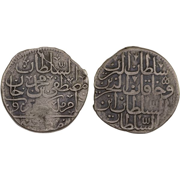 TURKEY: Mustafa II, 1695-1703, AR 1/2 kurush (9.28g), Izmir, AH1106, Fine