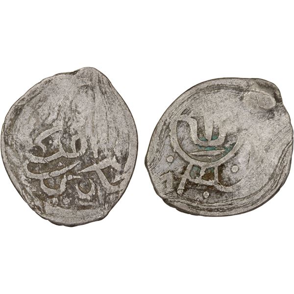 GIRAY KHANS: Mengli Giray I, 1466-1514, AR akçe (0.61g) (Qrim), AH(8)83, F-VF