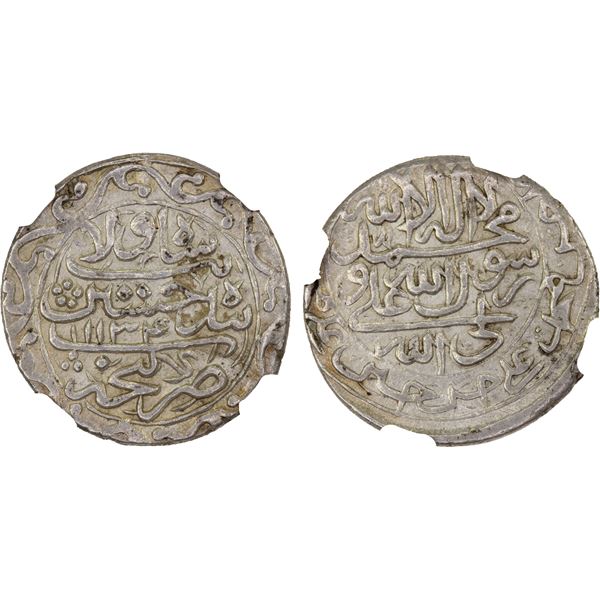 SAFAVID: Sultan Husayn, 1694-1722, AR abbasi, Ganja, AH1134, NGC AU53