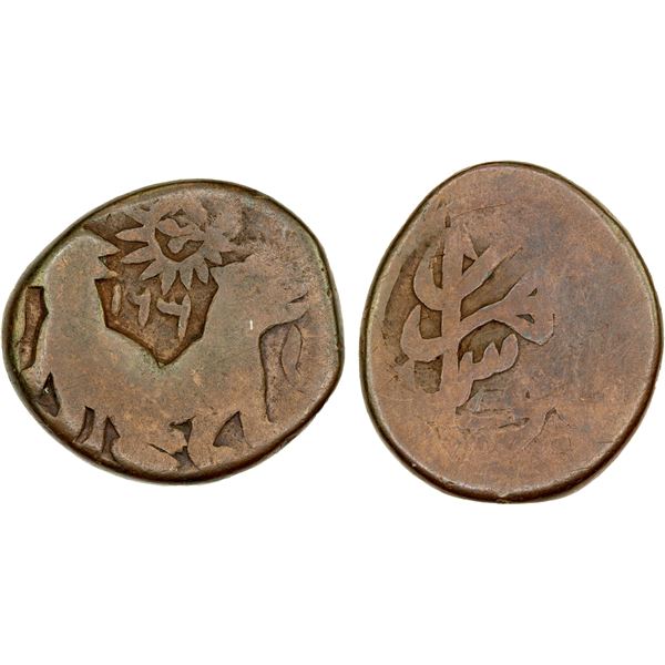 CIVIC COPPER: AE falus (12.63g), Tehran, AH1230, About Fine
