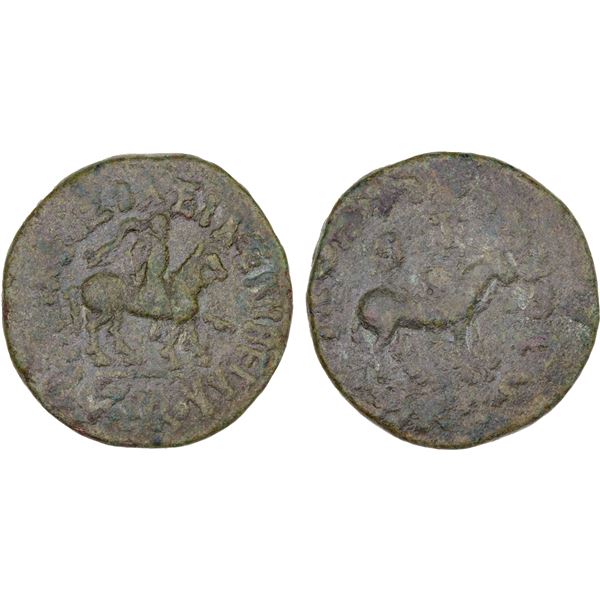 INDO-SCYTHIAN: Azes, ca. 58-12 BC, AE dekachalkon (22.53g), Fine
