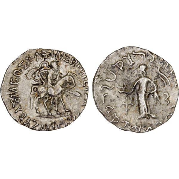 INDO-SCYTHIAN: Azilises, ca. 57-35 BC, AR drachm (1.97g), Choice VF