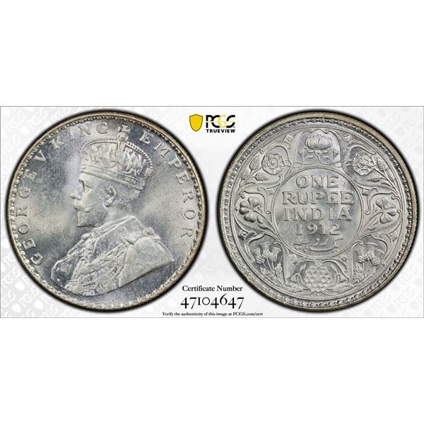 BRITISH INDIA: George V, 1910-1936, AR rupee, 1912(b), PCGS MS65