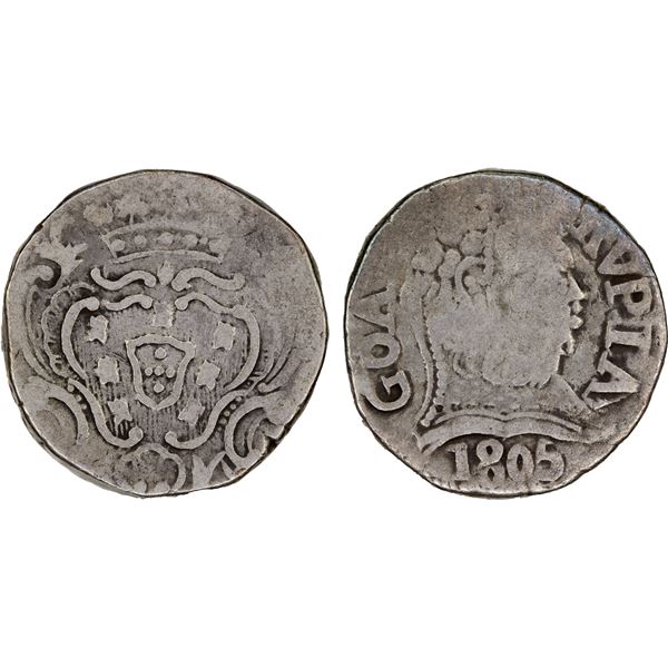 GOA: João, regency, 1799-1816, AR rupia (10.76g), 1805, Fine