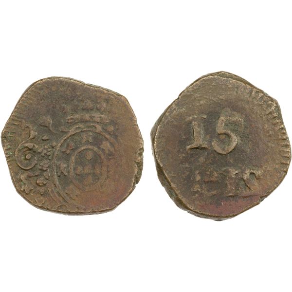 GOA: João, regency, 1799-1816, AE 15 reis (9.3g), ND, VF
