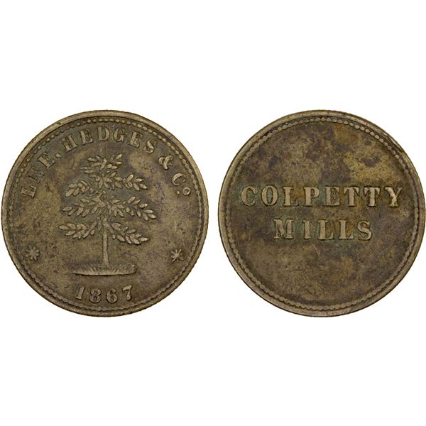 CEYLON: Plantation Tokens, AE token, 1867, VF