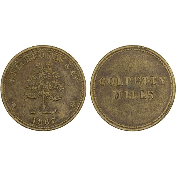 CEYLON: Plantation Tokens, AE token, 1867, VF