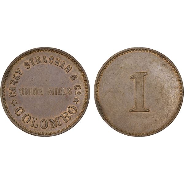 CEYLON: Plantation Tokens, AE token, ND (1873), XF