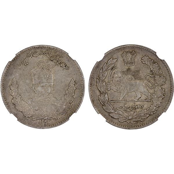 IRAN: Muzaffar al-Din Shah, 1896-1907, AR 2000 dinar, AH1323, NGC AU50