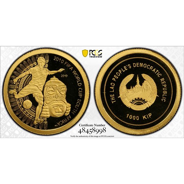 LAOS: People's Democratic Republic, AV 1000 kip, 2010, PCGS PF70 Deep Cameo