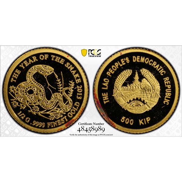 LAOS: People's Democratic Republic, AV 500 kip, 2013, PCGS PF69 Deep Cameo