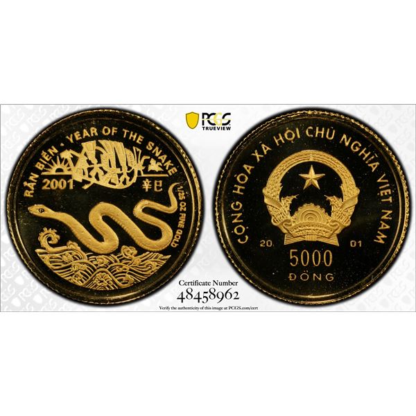 VIET NAM: Socialist Republic, AV 5000 dong, 2001, PCGS PF69 Deep Cameo