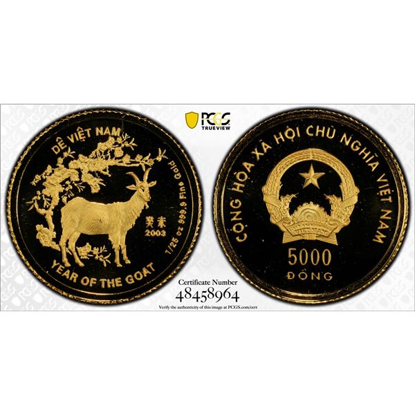 VIET NAM: Socialist Republic, AV 5000 dong, 2003, PCGS PF70 Deep Cameo
