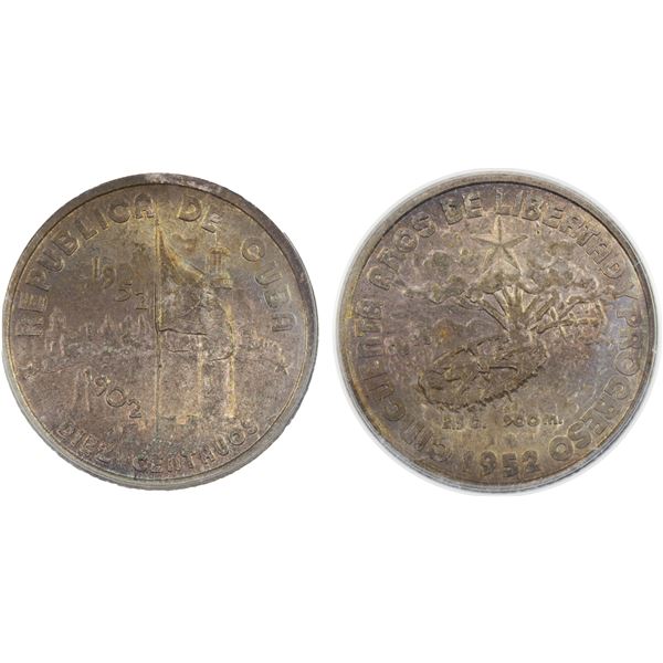 CUBA: Republic, AR 10 centavos, 1952, PCGS MS66