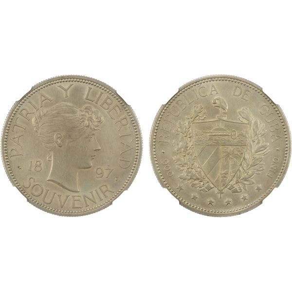 CUBA: Souvenir Pesos, AR peso, 1897, NGC UNC Details