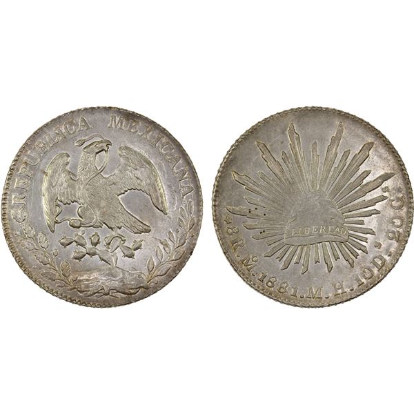 MEXICO: Republic, AR 8 reales, 1881-Mo, Choice AU-UNC