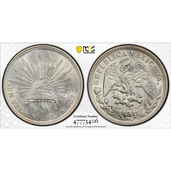 MEXICO: Republic, AR peso, 1898-Mo, PCGS MS64