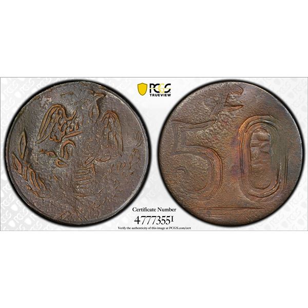 MEXICO: Revolutionary Issue, AE 50 centavos, ND(1915), PCGS AU53