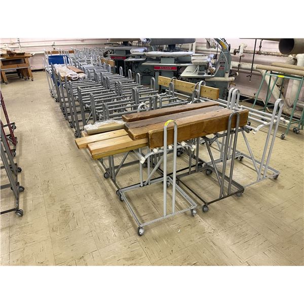 Rolling Parts Build Rack Group lor - Approx 29 Metal Rolling Racks & Solid Wood Boards