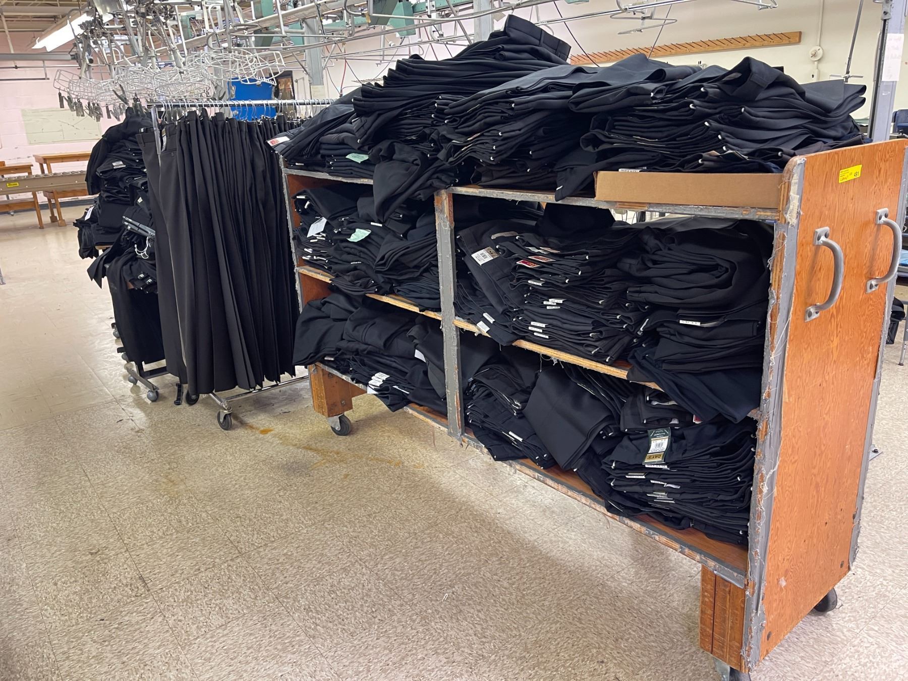 Clothing lot - All New Old Stock Clothing on Dollies & Racks (Black ...