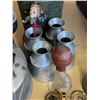 Image 2 : Group lot - Antique Iron, Small Jugs, Singer Sewing Machine Oil Can, Flower Vase, Horoscope Necklace