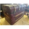 Image 8 : Antique Wooden & Metal Travel Trunk (19 x 32 x 23")