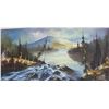 Image 2 : Vintage Oil on Canvas Painting of a Forest & Lake Scene - Signed "Cassy" (28 x 48")