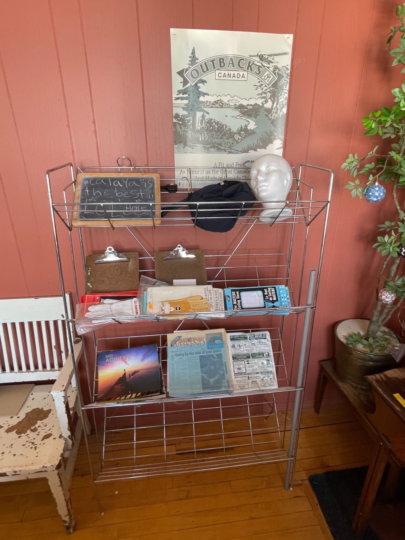 Rack lot - Vintage Wire Display Rack + Contents Including Marketing ...