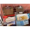 Image 2 : Rack lot - Vintage Wire Display Rack + Contents Including Marketing Poster, Styrofoam Mannequin Head