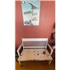 Image 1 : 3 Pc - Vintage Bench (44 x 20 x 37") - Vintage Dolly (15 x 19 x 5.5") + Marketing Poster "Wrinkle Fr
