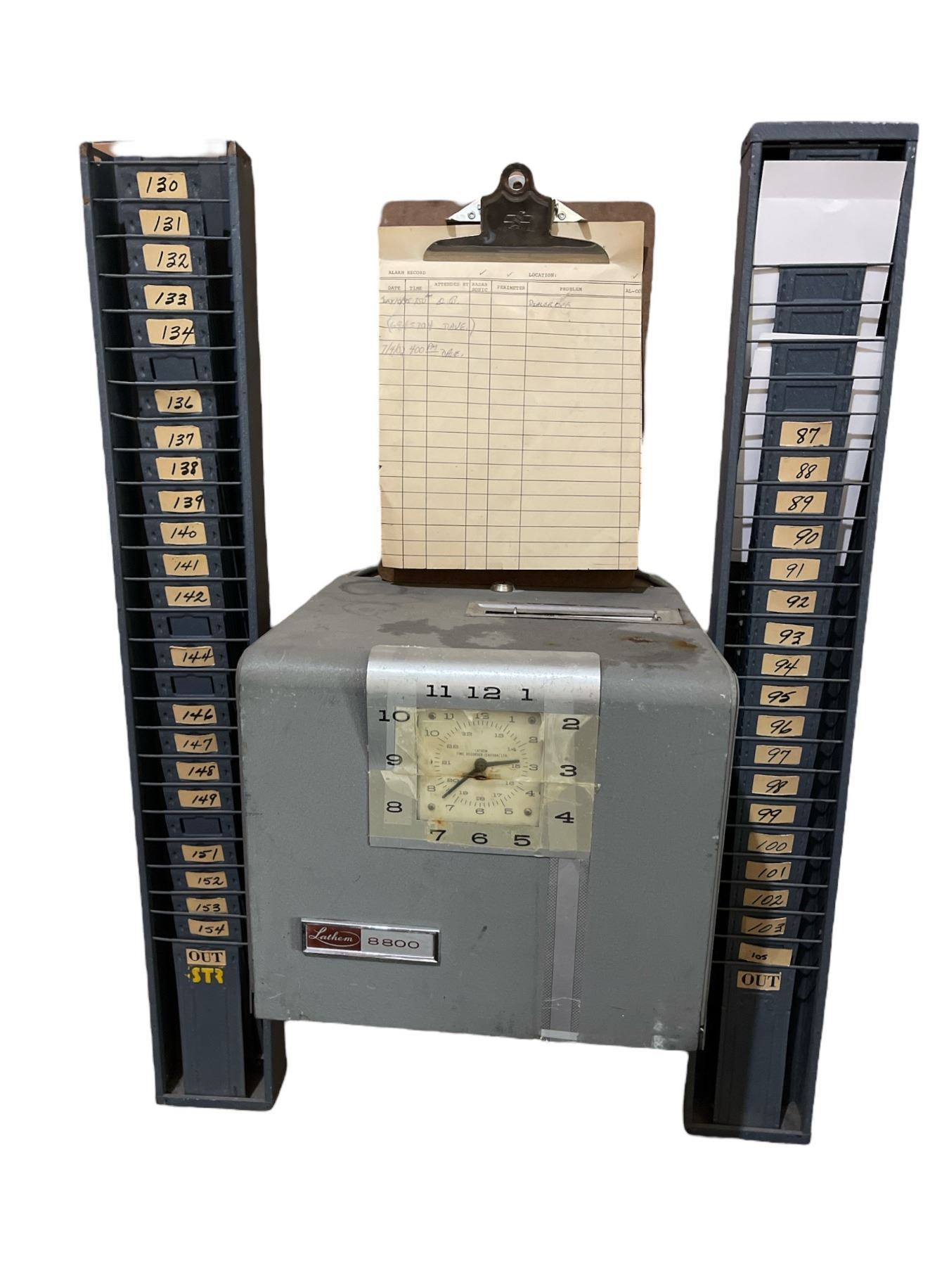 Group lot - Lathem 8800 Vintage Time Clock & Time Card Holders - Bidder ...