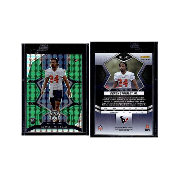 Derek Stingley, Jr. RC 2022 Panini Mosaic Green Mosaic Prizm #343.