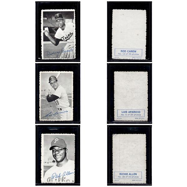 3  1969 Topps Deckle Edge. Carew, Aparicio, Allen