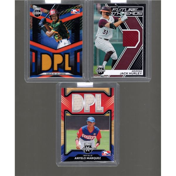 Lot of 3 MLB Prospect Patch Cards Panini Elite Extra Edition