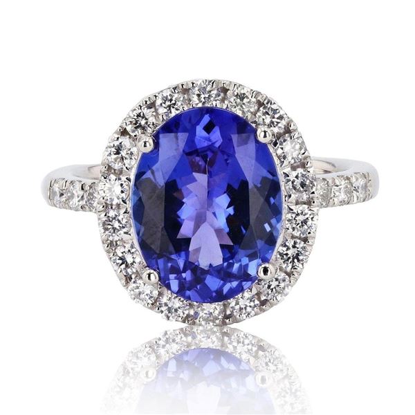 3.65 ctw Tanzanite and 1.11 ctw Diamond Platinum Ring