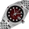 Image 3 : Rolex Mens Stainless Steel Red Vignette Diamond And Ruby 36MM Datejust Wristwatc
