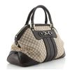 Image 1 : Gucci Brown Diamante Canvas Leather Cathrine Top Handle Shoulder Bag