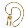 Image 3 : Vintage Victorian Revival 14K Gold Hand Engraved Diamond Tassel Pendant Necklace