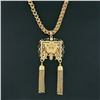 Image 8 : Vintage Victorian Revival 14K Gold Hand Engraved Diamond Tassel Pendant Necklace